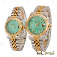 ساعت رولکس ست دورنگ طلایی صفحه سبز آبی صدفی Rolex-5039-S