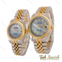ساعت رولکس ست دورنگ طلایی صفحه آبی صدفی Rolex-5043-S
