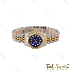 ساعت رولکس زنانه دورنگ طلایی صفحه سرمه ای Rolex-5048-S-L