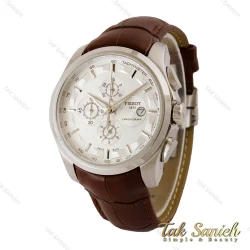 ساعت تیسوت مردانه 1853 سه موتوره بند چرم قهوه ای صفحه سفید Tissot-5049-G