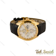 ساعت تیسوت 1853 مردانه بند چرم مشکی قاب طلایی دو تقویمه Tissot-5050-G
