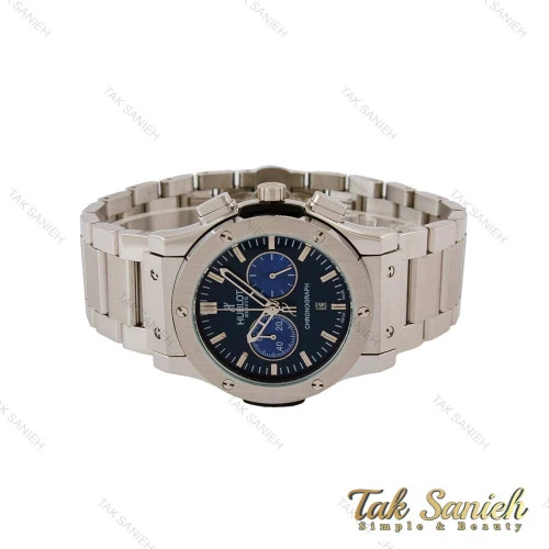ساعت هابلوت مردانه سه موتوره بند استیل صفحه سرمه ای Hublot-5095-G