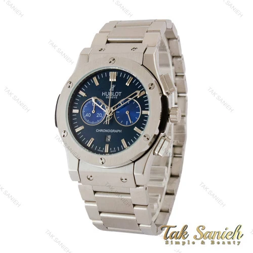 ساعت هابلوت مردانه سه موتوره بند استیل صفحه سرمه ای Hublot-5095-G