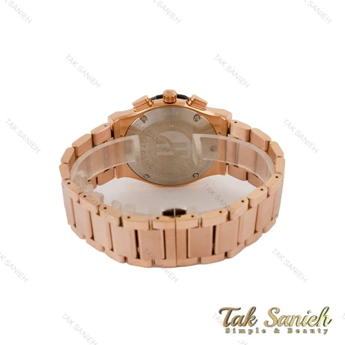 ساعت هابلوت مردانه سه موتوره بند استیل رزگلد صفحه مشکی چشمی Hublot-5100-G