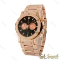 ساعت هابلوت مردانه سه موتوره بند استیل رزگلد صفحه مشکی چشمی Hublot-5100-G
