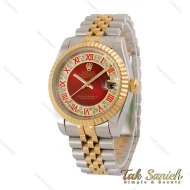 ساعت رولکس مردانه دورنگ طلایی ایندکس رومی قرمز Rolex-5106-G