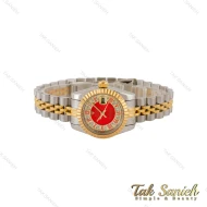 ساعت رولکس زنانه دورنگ طلایی صفحه قرمز ایندکس رومی Rolex-5108-S-L