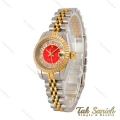 ساعت رولکس زنانه دورنگ طلایی صفحه قرمز ایندکس رومی Rolex-5108-S-L
