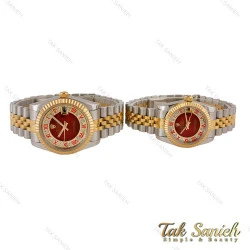ساعت رولکس ست دورنگ طلایی صفحه قرمز ایندکس رومی Rolex-5109-S