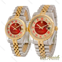 ساعت رولکس ست دورنگ طلایی صفحه قرمز ایندکس رومی Rolex-5109-S
