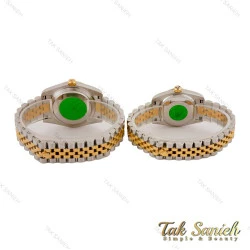 ساعت ست رولکس دورنگ طلایی صفحه نگینی ایندکس رومی Rolex-5115-S