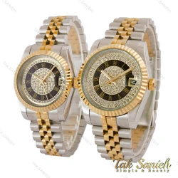 ساعت ست رولکس دورنگ طلایی صفحه نگینی ایندکس رومی Rolex-5115-S