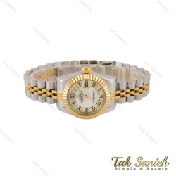 ساعت زنانه رولکس دورنگ طلایی صفحه سفید ایندکس رومی اسمال Rolex-5116-S-L