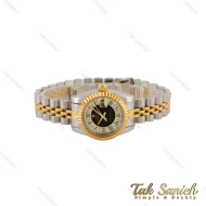ساعت زنانه رولکس دورنگ طلایی صفحه مشکی ایندکس رومی اسمال Rolex-5117-S-L
