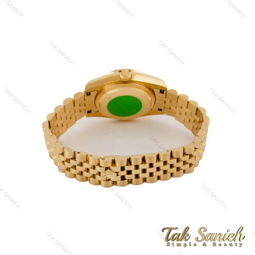 ساعت رولکس زنانه طلایی دورنگین صفحه سبز ایندکس رومی Rolex-5124-M-L