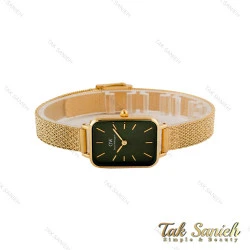 ساعت DW زنانه مستطیلی بند حصیری طلایی صفحه سبز DW-5126-L