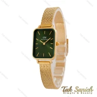 ساعت DW زنانه مستطیلی بند حصیری طلایی صفحه سبز DW-5126-L
