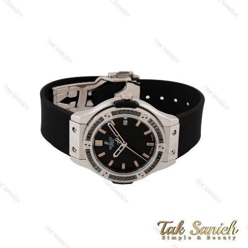 ساعت هابلوت زنانه نقره ای دورنگین مشکی Hublot-5128-L