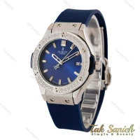 ساعت هابلوت زنانه دور نگین آبی نقره ای Hublot-5132-L