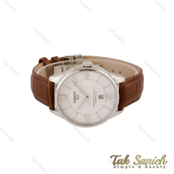 ساعت تیسوت مردانه بند چرم نقره ای صفحه سفید Tissot-5137-G