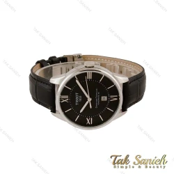 ساعت تیسوت مردانه بندچرم نقره ای صفحه مشکی Tissot-5139-G