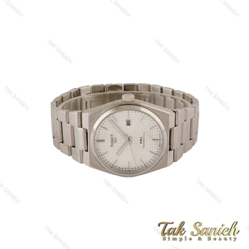ساعت تیسوت PRX مردانه نقره ای صفحه سفید Tissot-5142-G