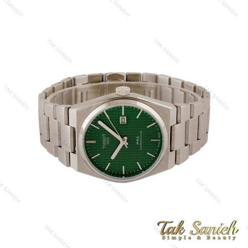 ساعت تیسوت PRX مردانه نقره ای صفحه سبز Tissot-5143-G
