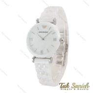 ساعت امپریو آرمانی زنانه سرامیکی سفید ایندکس خط نقره ای Armani-5149-L