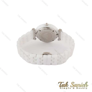 ساعت امپریو آرمانی زنانه سرامیکی سفید صفحه نگین Armani-5150-L