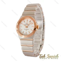 ساعت امگا کانسلیشن زنانه دورنگ رزگلد صفحه سفید ایندکس خط Omega-5161-L