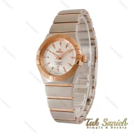 ساعت امگا کانسلیشن زنانه دورنگ رزگلد ایندکس خطی Omega-5162-L