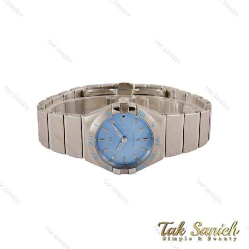 ساعت اومگا زنانه نقره ای صفحه آبی تیفانی ایندکس خطی Omega-5166-L