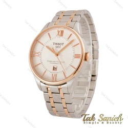 ساعت تیسوت مردانه دورنگ رز صفحه سفید Tissot-5171-G