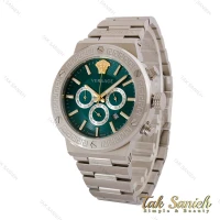 ساعت ورساچه Greca مردانه سه موتوره نقره ای صفحه سبز Versace-5173-G