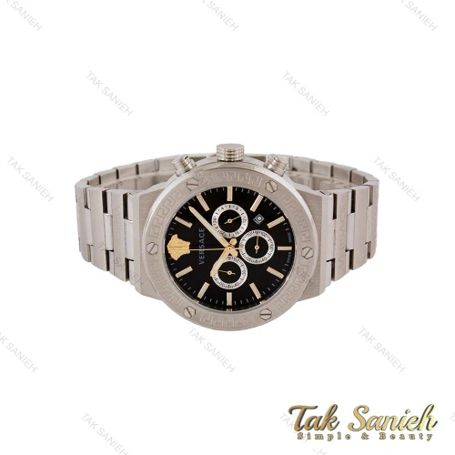ساعت ورساچه مردانه سه موتوره نقره ای صفحه مشکی Versace-5174-G