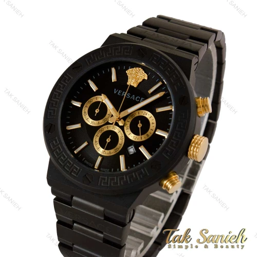 ساعت ورساچه Greca مردانه سه موتوره مشکی طلایی Versace-5175-G