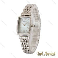 ساعت امپریو آرمانی زنانه مستطیلی نقره ای صفحه سفید Armani-5178-L