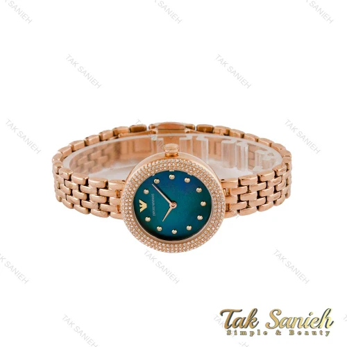 ساعت امپریو آرمانی زنانه دورنگین رزگلد صفحه سبز Armani-5179-L