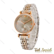 ساعت امپریو آرمانی زنانه دورنگ رزگلد صفحه طوسی Armani-5181-L