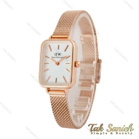 ساعت دنیل ولینگتون زنانه رزگلد بند حصیری صفحه سفید DW-5213-L