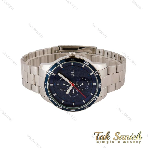 ساعت کیو اند کیو مردانه سه موتوره استیل صفحه سرمه ای QQ-5218-G