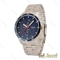 ساعت کیو اند کیو مردانه سه موتوره استیل صفحه سرمه ای QQ-5218-G