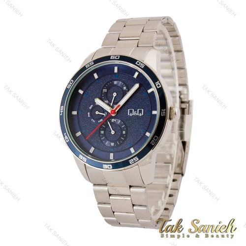 ساعت کیو اند کیو مردانه سه موتوره استیل صفحه سرمه ای QQ-5218-G