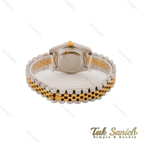 ساعت رولکس زنانه دورنگ طلایی صفحه نباتی Rolex-5219-L