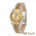 ساعت رولکس زنانه دورنگ طلایی صفحه نباتی Rolex-5219-L