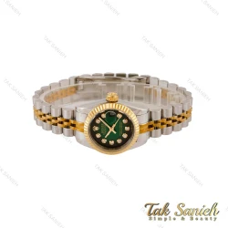 ساعت رولکس زنانه دورنگ طلایی صفحه سبز مشکی Rolex-5223-L