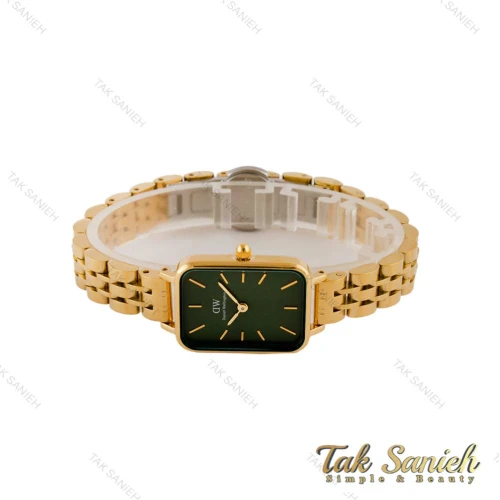 ساعت دنیل ولینگتون مستطیلی زنانه طلایی صفحه سبز DW-5225-L