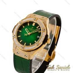 ساعت هابلوت زنانه طلایی سبز فول نگین Hublot-5228-L