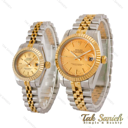 ساعت ست رولکس دو رنگ طلایی صفحه طلایی ایندکس خطی Rolex-5242-S