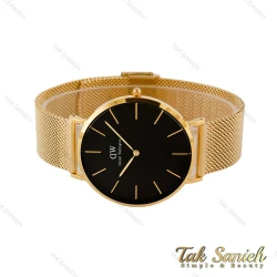 ساعت دنیل ولینگتون مردانه بند حصیری طلایی صفحه مشکی DW-5278-G